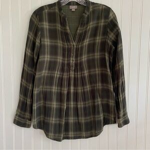 J. Jill long sleeve, green plaid top SIZE XS